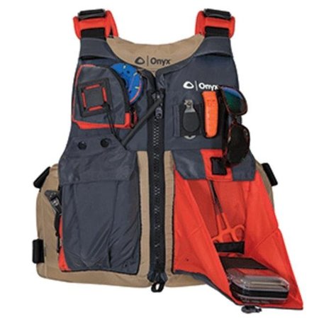 ONYX OUTDOOR Onyx Outdoor 121700-706-004-17 Kayak Fishing Vest; Adult Universal - TanGrey 121700-706-004-17